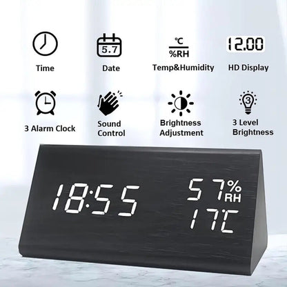 Befez | Elora Solid Wood Digital LED Clock Radio