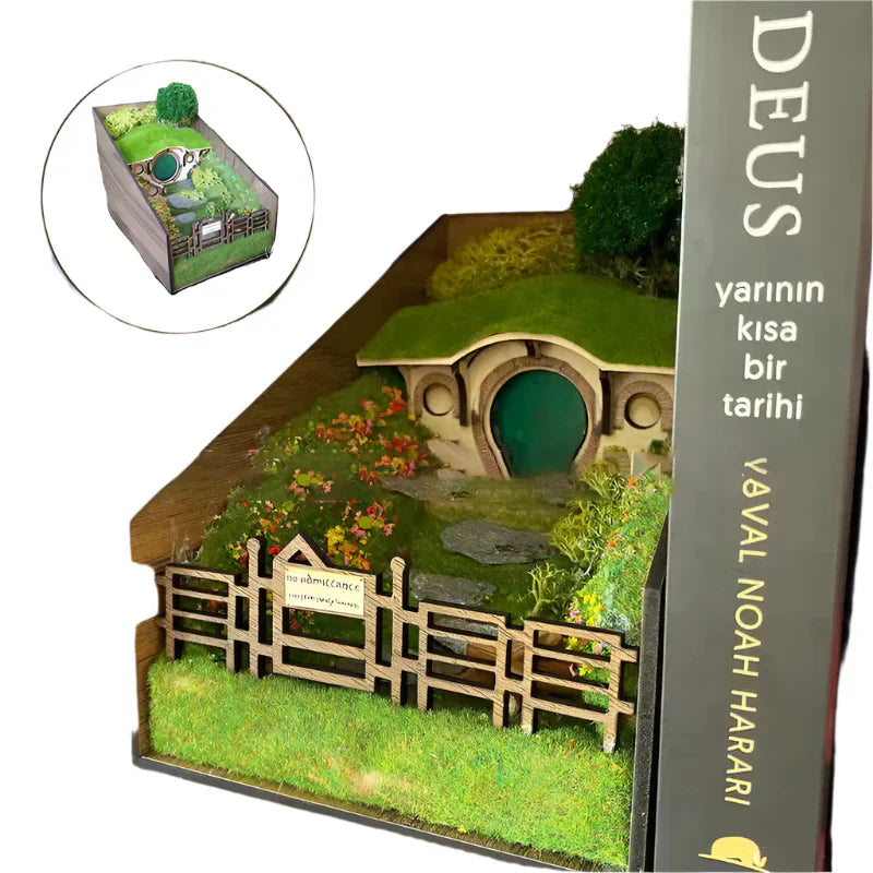 Unique Wooden Book Stands with Mini Scene Design