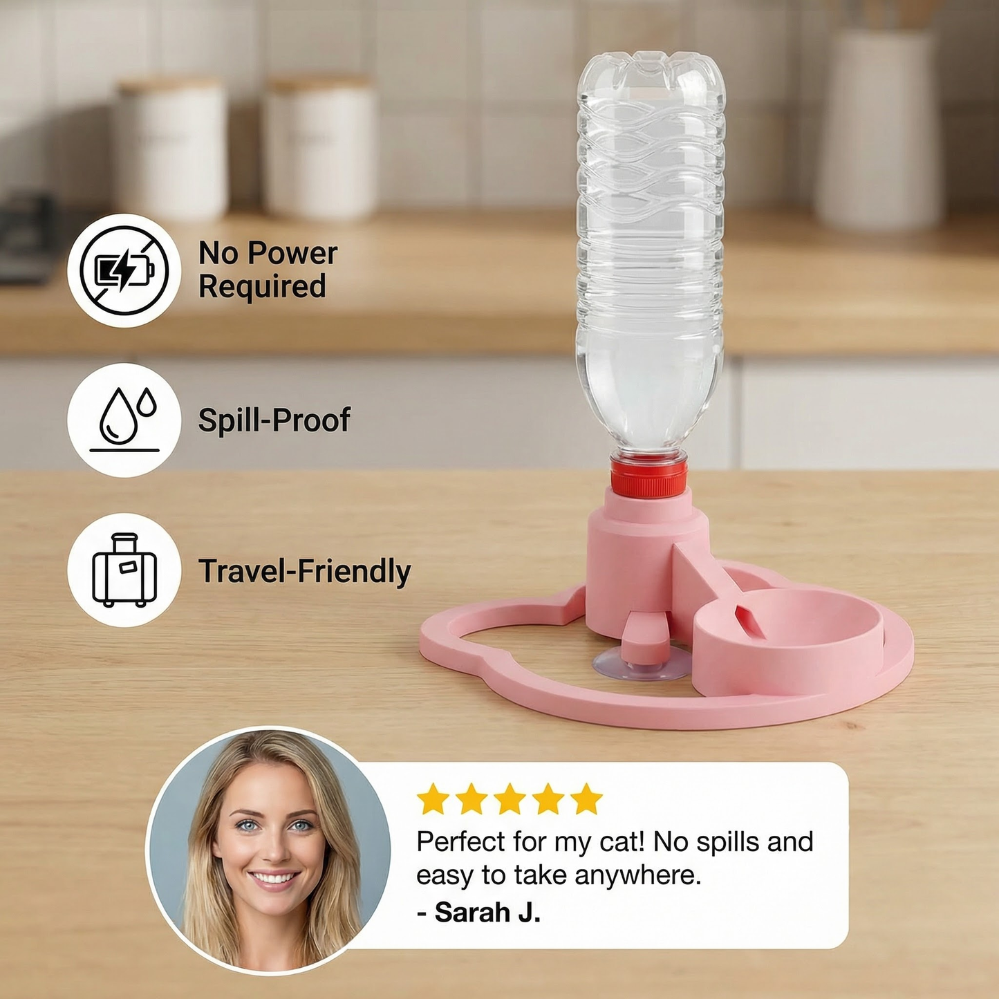 Easy Fill Pet Water Bowl - Portable & Leak Proof Dispenser