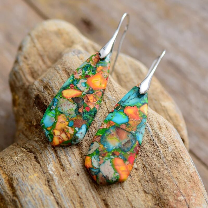 Bright Gemstone Drop Earrings