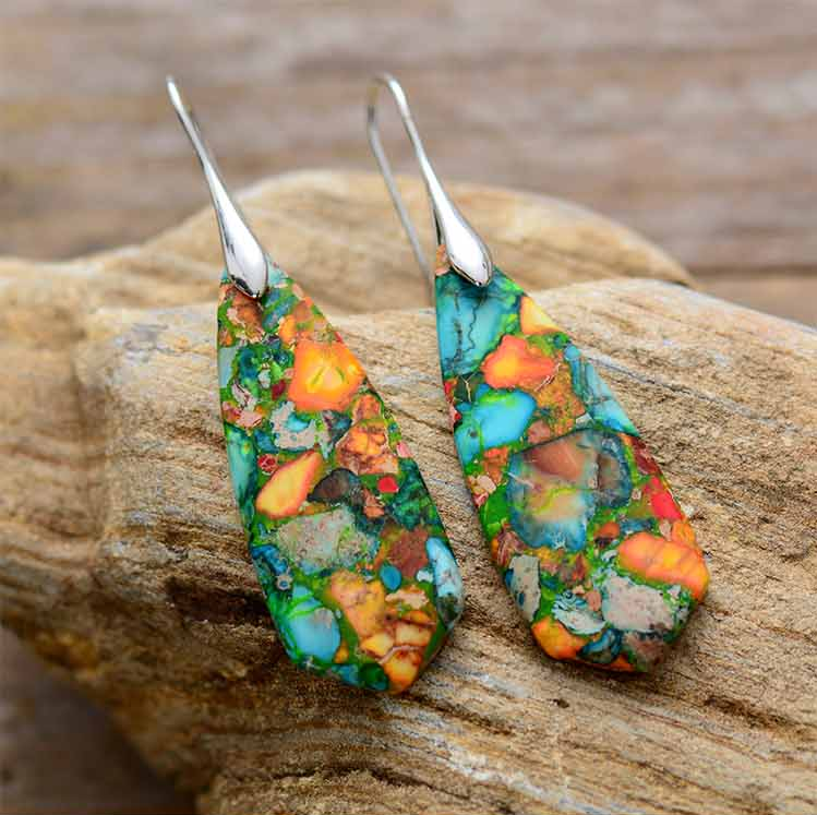 Bright Gemstone Drop Earrings