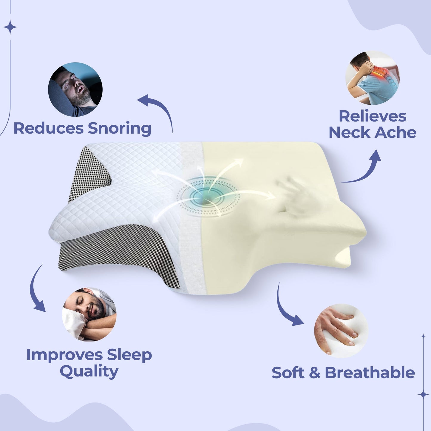 Contour Memory Foam Pillow with Armrests for Side Sleepers