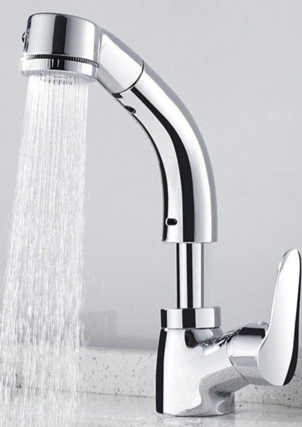Befez Modern Pull-Out Bathroom Faucet Chrome Finish