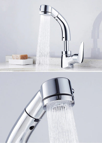 Befez Modern Pull-Out Bathroom Faucet Chrome Finish