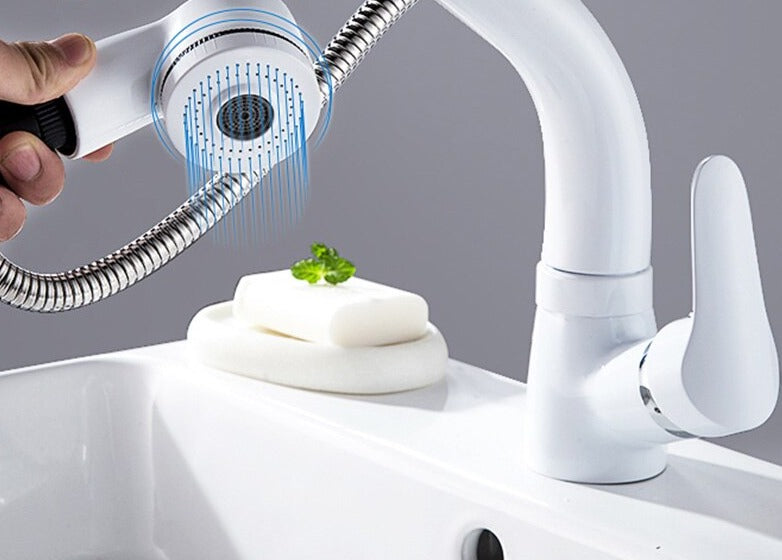 Befez Modern Pull-Out Bathroom Faucet Chrome Finish