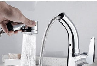 Befez Modern Pull-Out Bathroom Faucet Chrome Finish