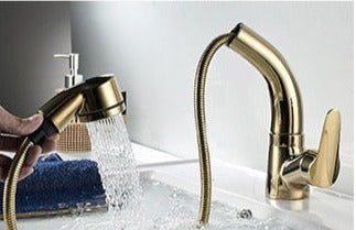 Befez Modern Pull-Out Bathroom Faucet Chrome Finish