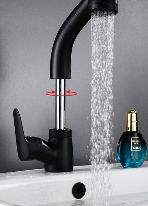 Befez Modern Pull-Out Bathroom Faucet Chrome Finish