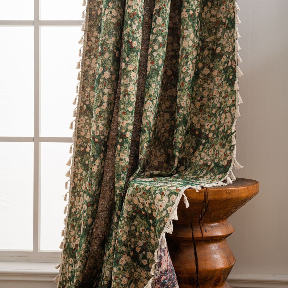 Classic Floral Pattern Window Curtain - Befez