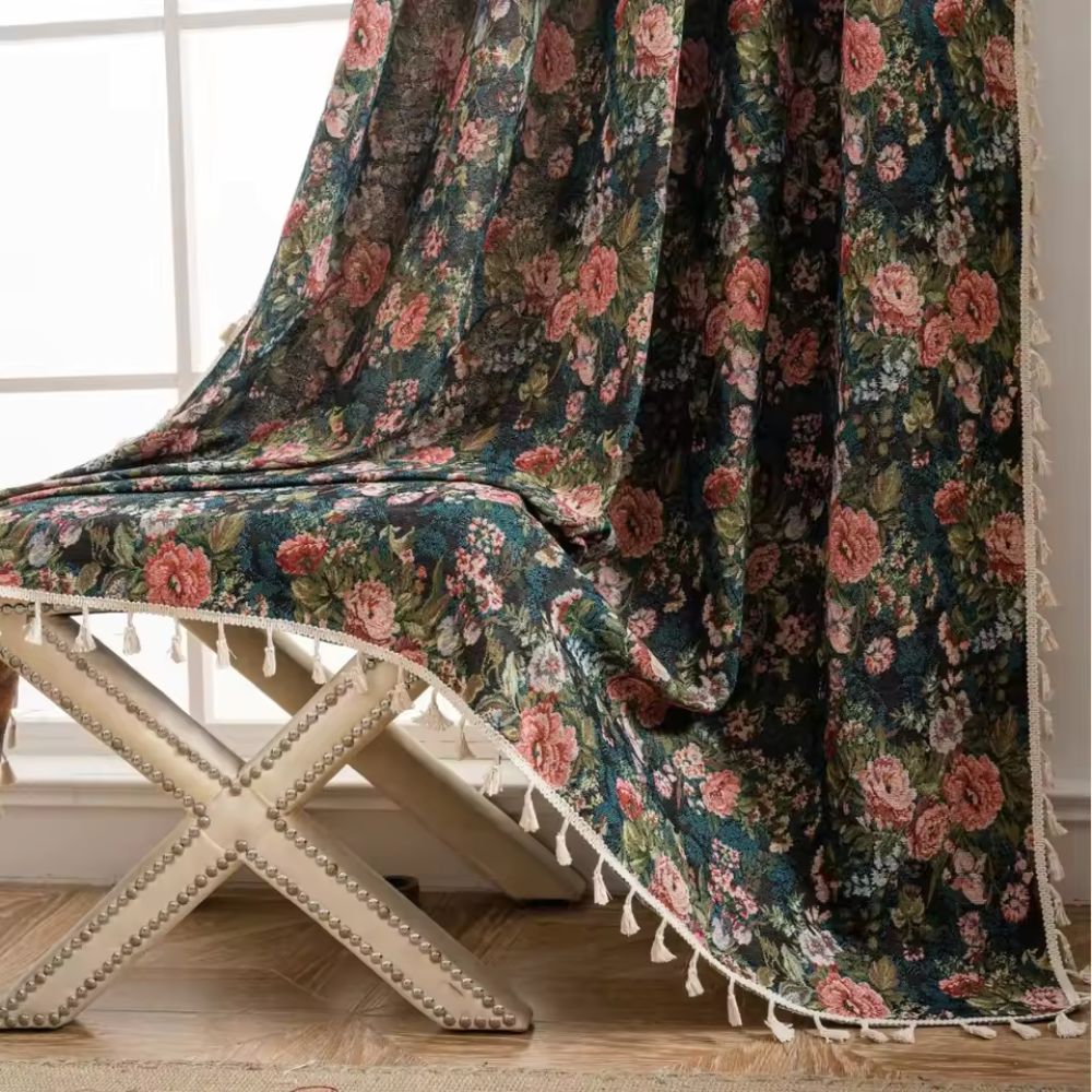 Classic Floral Pattern Window Curtain