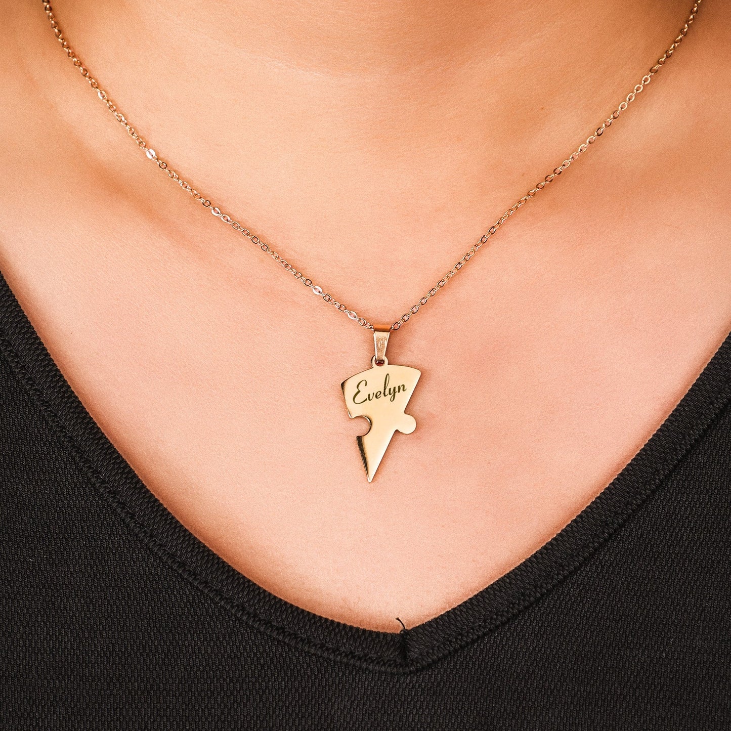 Customizable Love Heart Shaped Puzzle Necklace