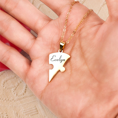 Customizable Love Heart Shaped Puzzle Necklace