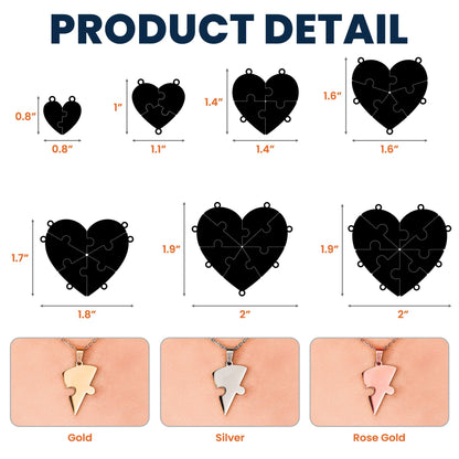 Customizable Love Heart Shaped Puzzle Necklace