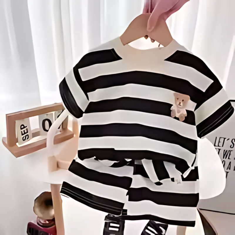 Cute Teddy Bear Short Sleeve Set