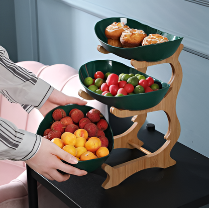 Tiered Natural Wood Fruit Stand