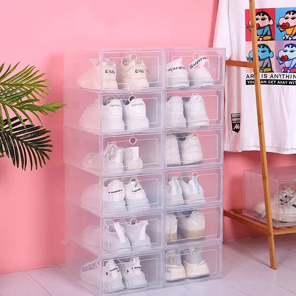 Transparent Stackable Shoe Storage Box Set of 6
