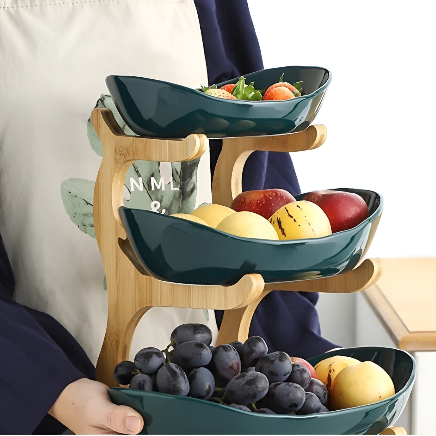 Tiered Natural Wood Fruit Stand