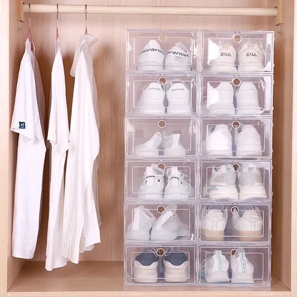 Transparent Stackable Shoe Storage Box Set of 6