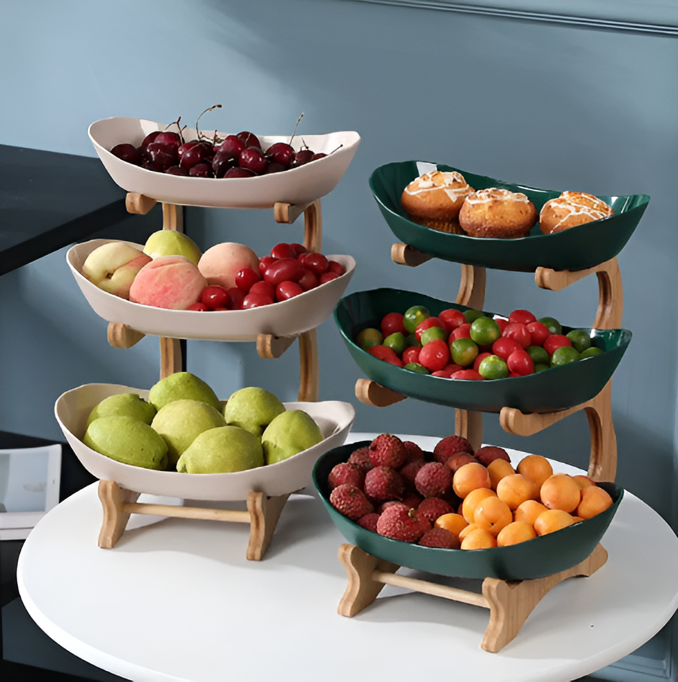Tiered Natural Wood Fruit Stand - Befez