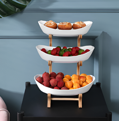 Tiered Natural Wood Fruit Stand