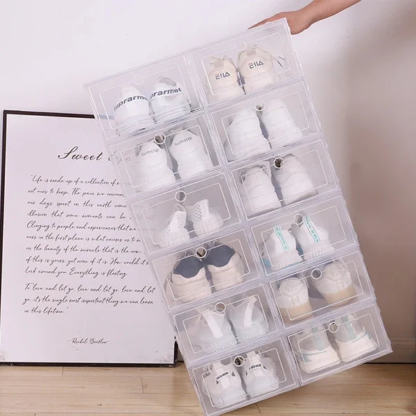 Transparent Stackable Shoe Storage Box Set of 6