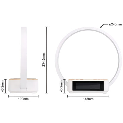 Smart Table Lamp with Wireless Charging and Alarm