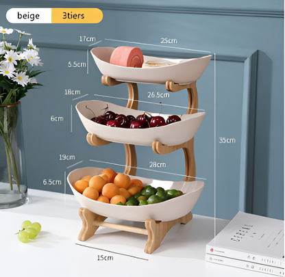 Tiered Natural Wood Fruit Stand