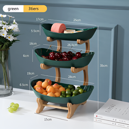 Tiered Natural Wood Fruit Stand