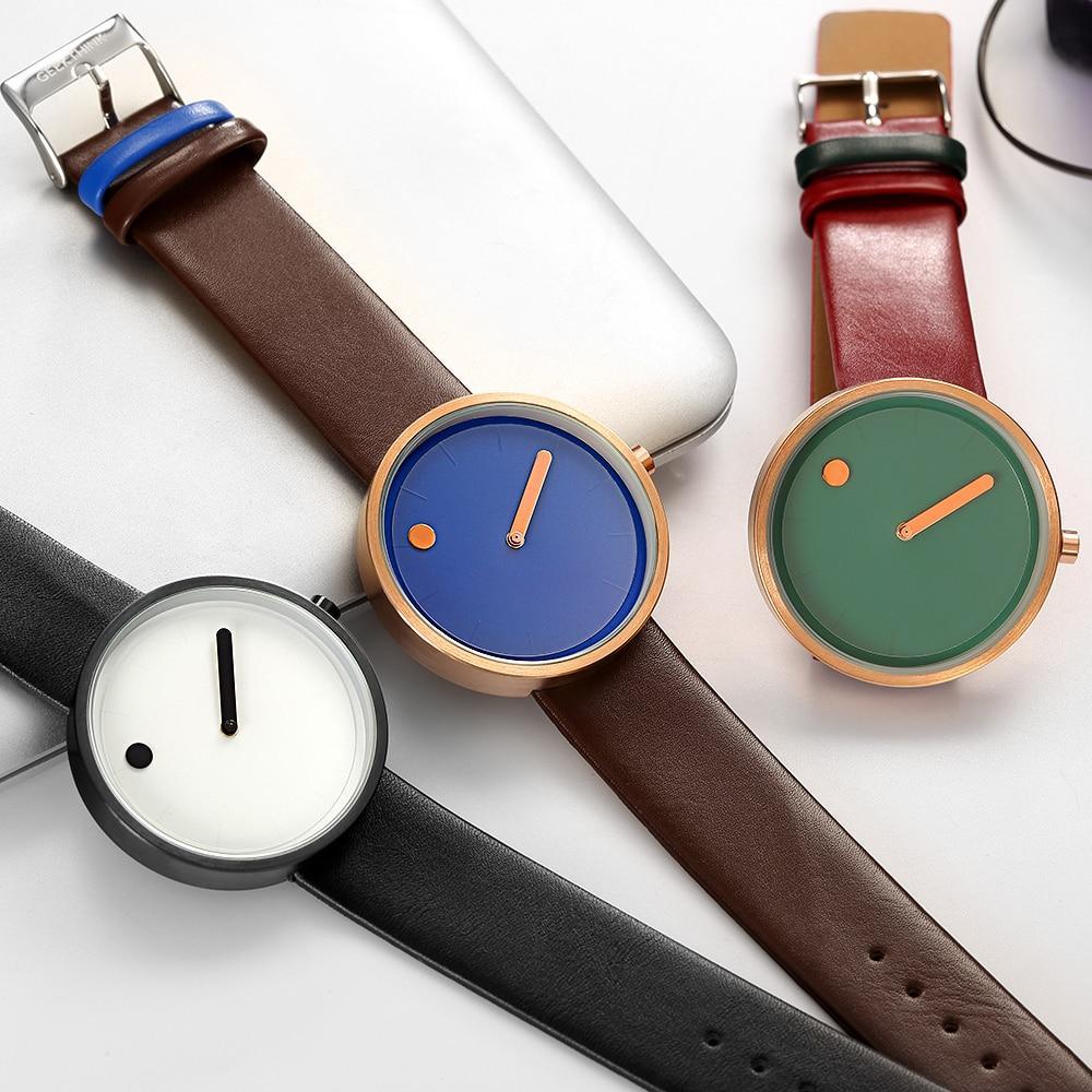 Stylish Men's Quartz Watch Black Leather Strap