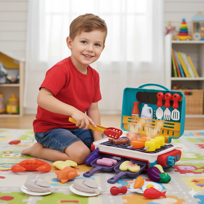 Fun Kids Play Kitchen BBQ Grill with Smoke Effect - Befez