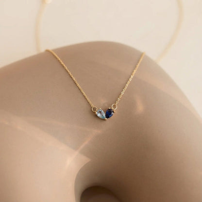 Delicate Two Stone Heart Pendant Necklace