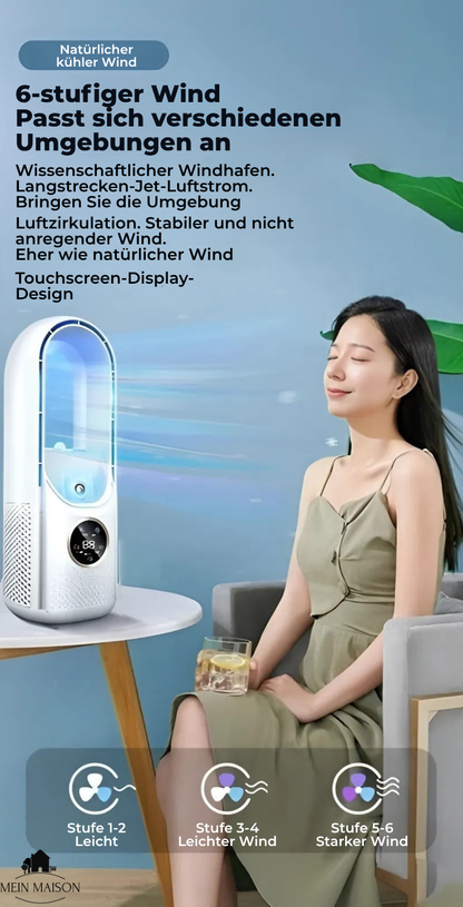 Portable Bladeless USB Fan with 6 Speeds and Timer