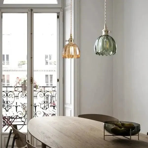 Beautiful Floral Glass Pendant Light