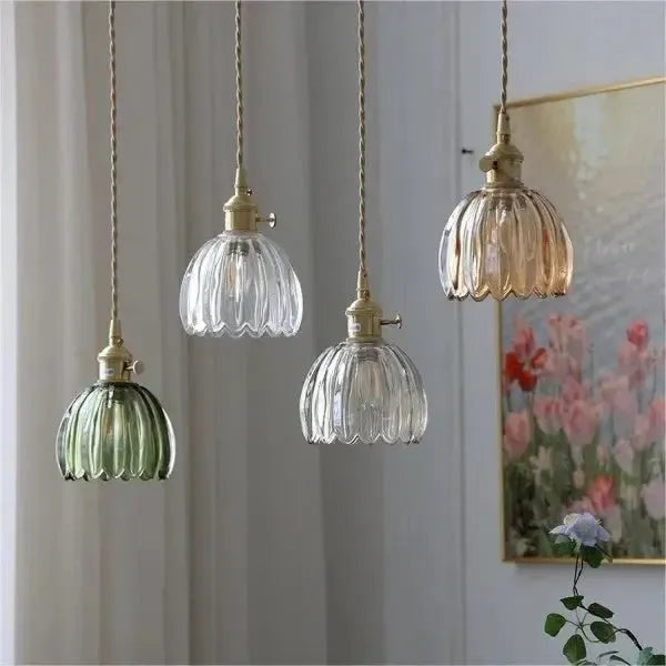 Beautiful Floral Glass Pendant Light