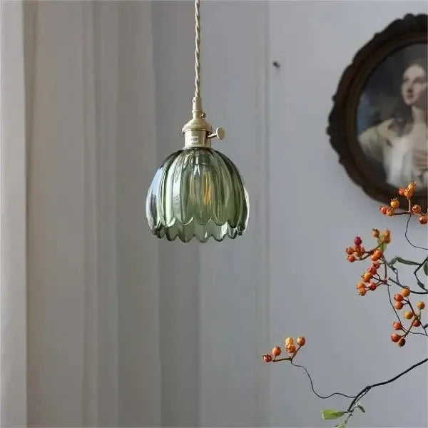 Beautiful Floral Glass Pendant Light