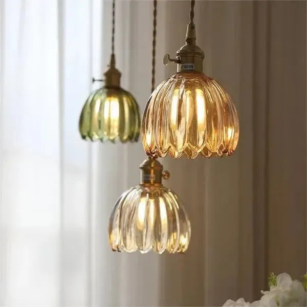 Beautiful Floral Glass Pendant Light
