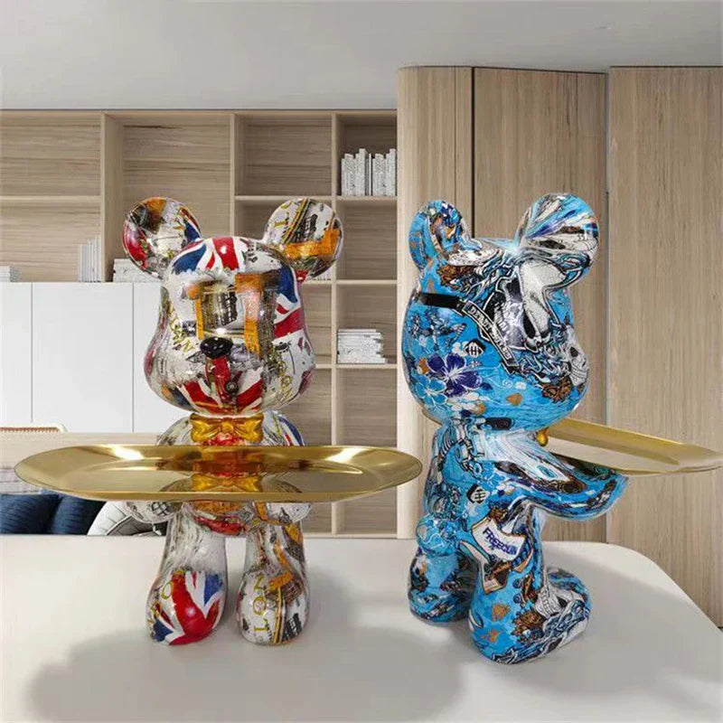 Colorful Bear Key Holder Figurine