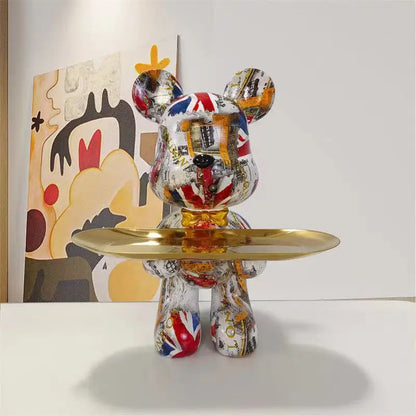 Colorful Bear Key Holder Figurine