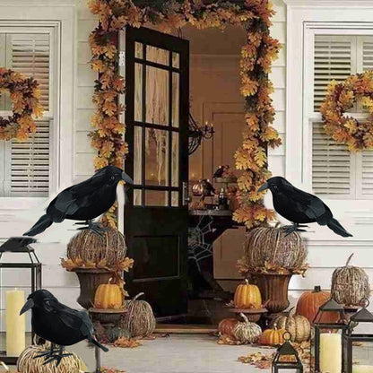 Spooky Black Bird Halloween Decoration