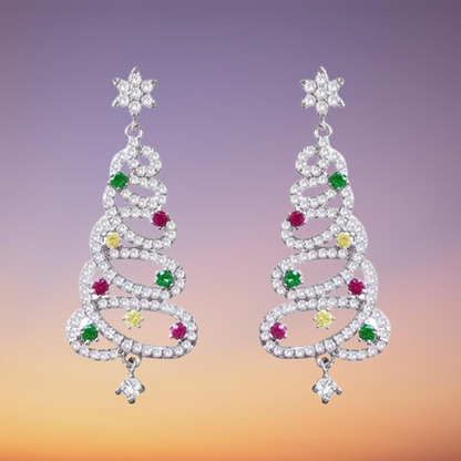 Small Sparkling Xmas Tree Stud Earrings