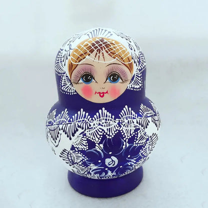 Traditional 10pc Set Wooden Nesting Dolls