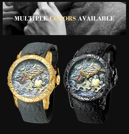 Vintage Dragon Quartz Leather Watch