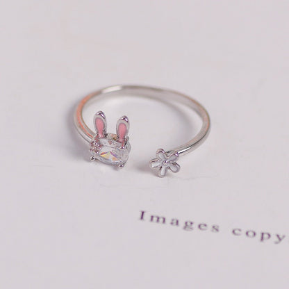 Sparkling Lucky Bunny Charm Ring