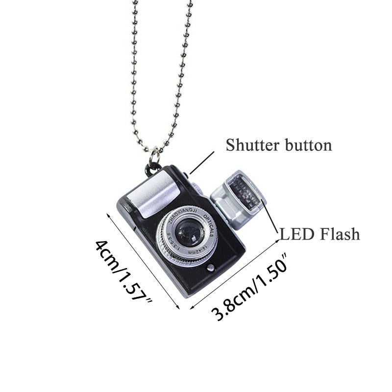 Retro Camera Flashlight Pendant Necklace