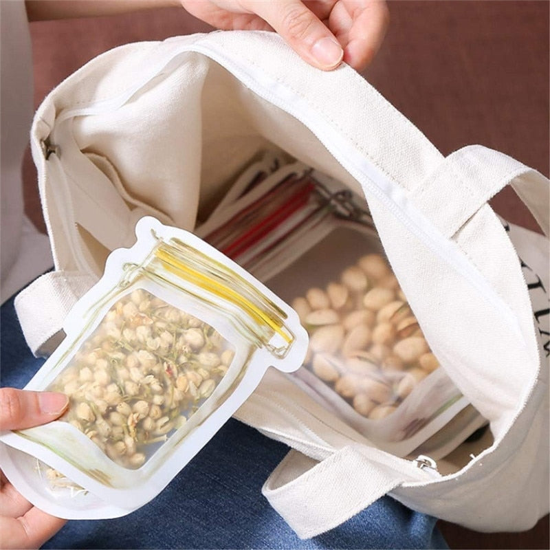 Clear Reusable Plastic Jar Storage Pouches