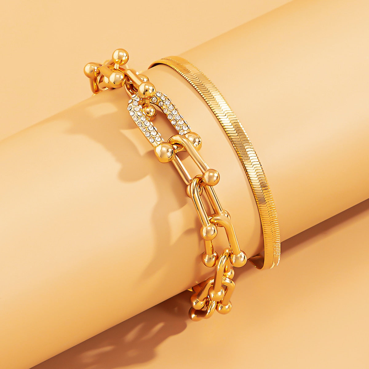Elegant 2 Piece Bracelet Set in Gold or Silver - Befez