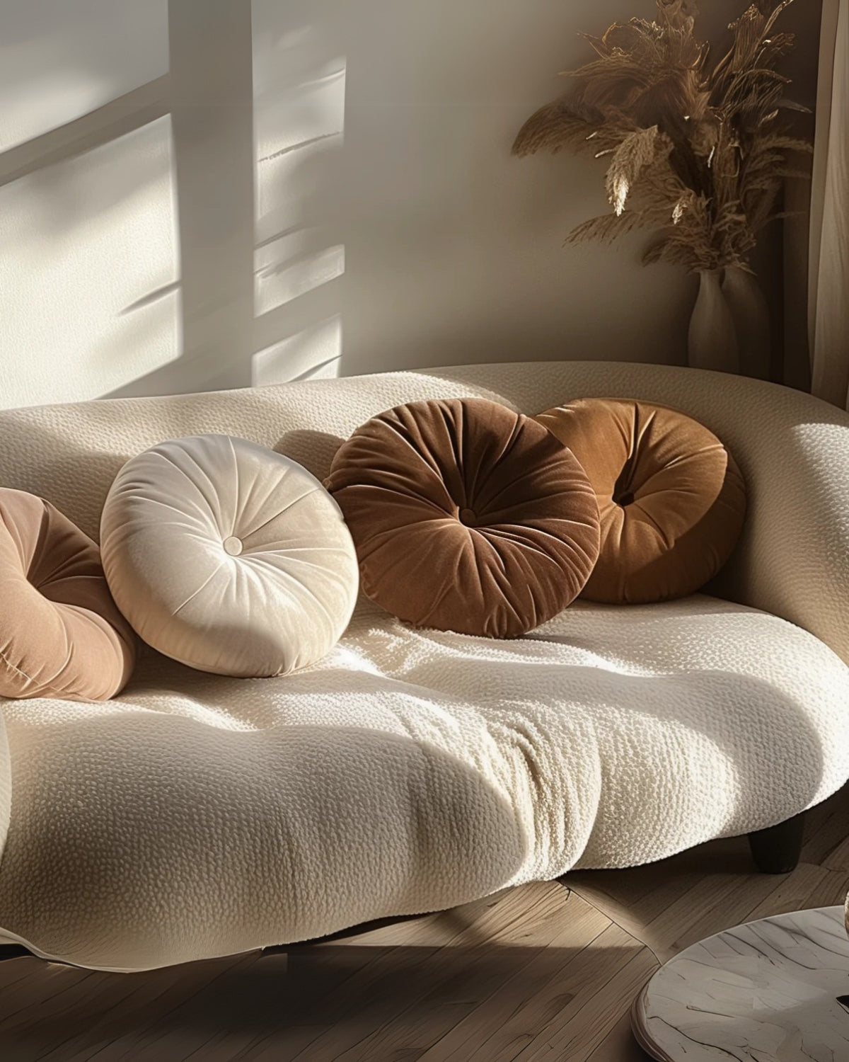 Stylish Round Pillow in Contemporary Style