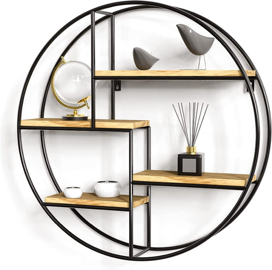 Rustic Metal Circular Wall Shelf - Befez