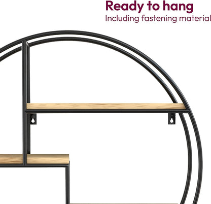 Rustic Metal Circular Wall Shelf