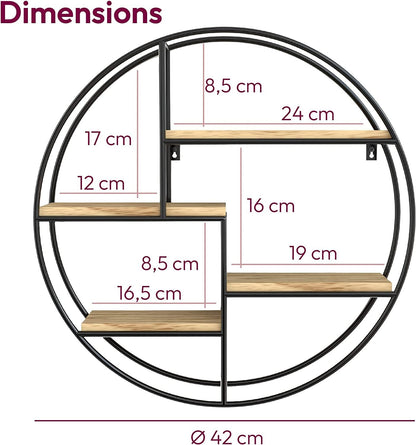 Rustic Metal Circular Wall Shelf